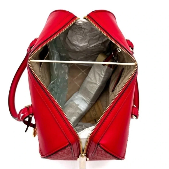 Michael Kors Medium Duffle Satchel Crossbody Bag & Large Double Zip Wallet Red - Picture 9 of 15